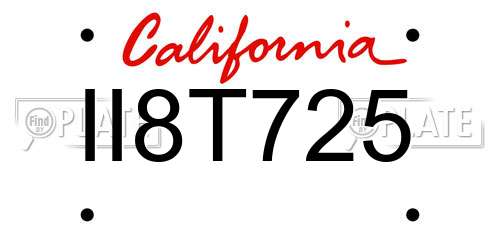 II8T725 California License Plate