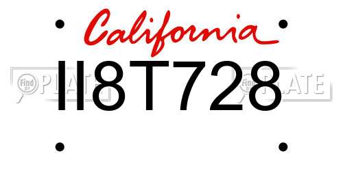 II8T728 California License Plate