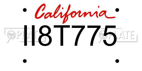 II8T775 California License Plate