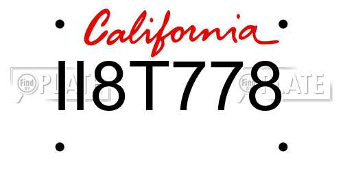 II8T778 California License Plate