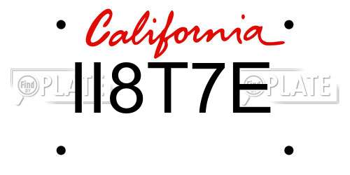 II8T7E California License Plate