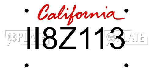 II8Z113 California License Plate