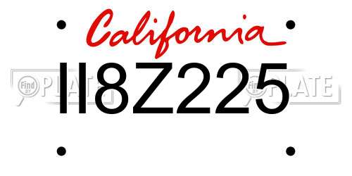 II8Z225 California License Plate