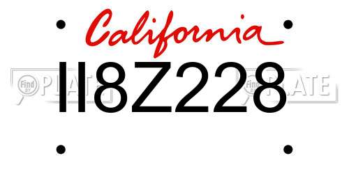 II8Z228 California License Plate