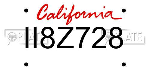 II8Z728 California License Plate