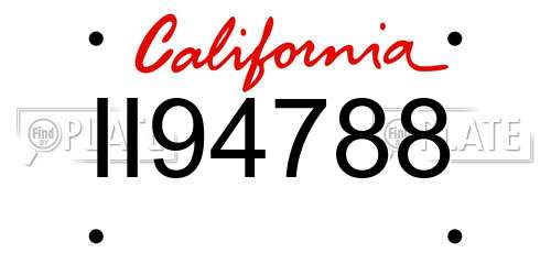 II94788 California License Plate