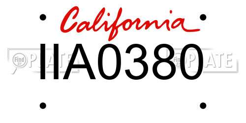 IIA0380 California License Plate