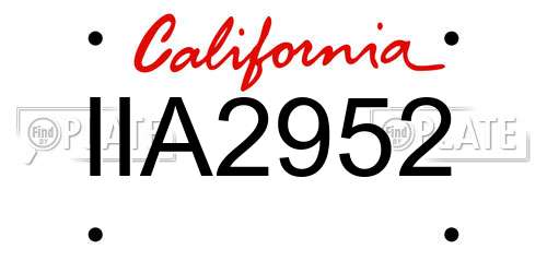 IIA2952 California License Plate