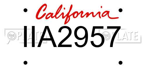 IIA2957 California License Plate