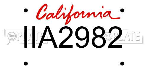IIA2982 California License Plate