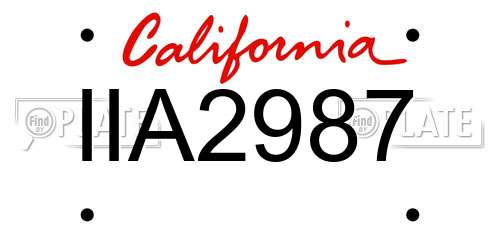 IIA2987 California License Plate