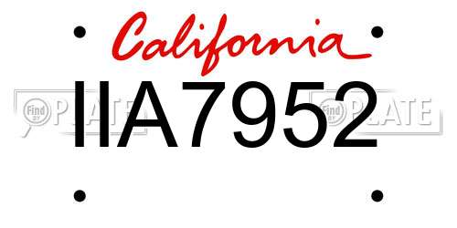 IIA7952 California License Plate