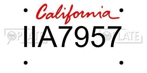 IIA7957 California License Plate