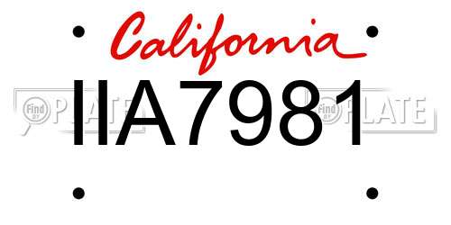 IIA7981 California License Plate
