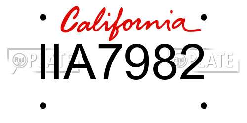 IIA7982 California License Plate