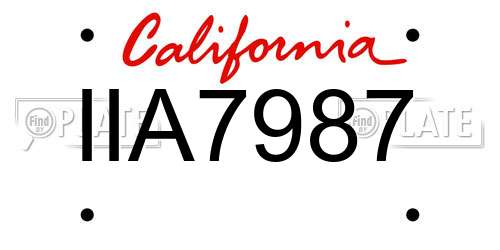 IIA7987 California License Plate