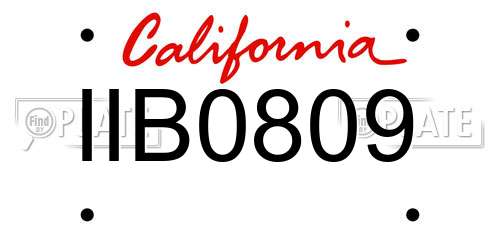 IIB0809 California License Plate