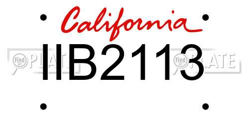 IIB2113 California License Plate