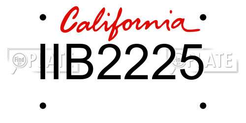 IIB2225 California License Plate