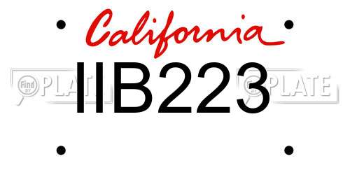 IIB223 California License Plate