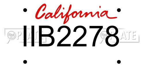 IIB2278 California License Plate