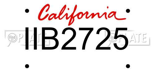 IIB2725 California License Plate