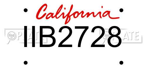 IIB2728 California License Plate