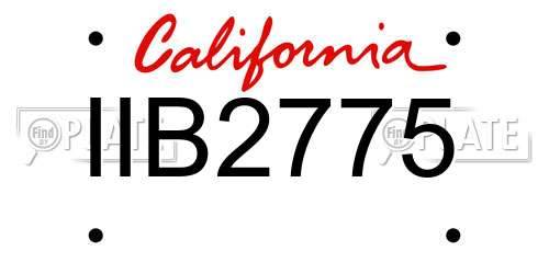 IIB2775 California License Plate