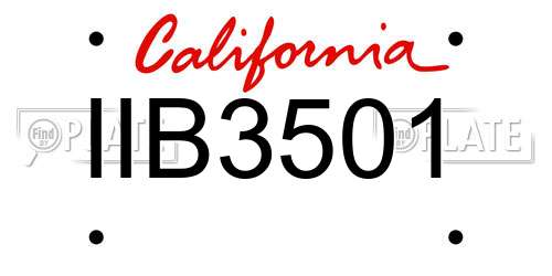 IIB3501 California License Plate