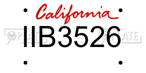 IIB3526 California License Plate