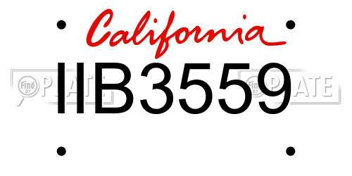 IIB3559 California License Plate