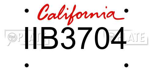 IIB3704 California License Plate