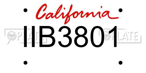 IIB3801 California License Plate