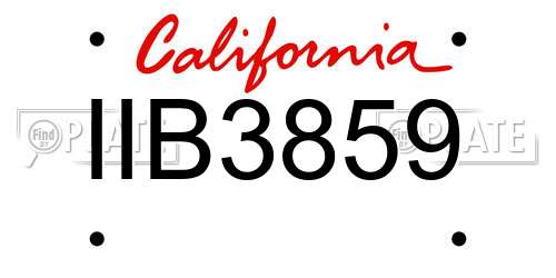 IIB3859 California License Plate