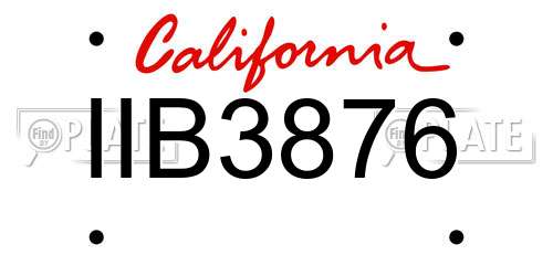 IIB3876 California License Plate