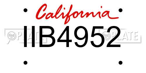 IIB4952 California License Plate