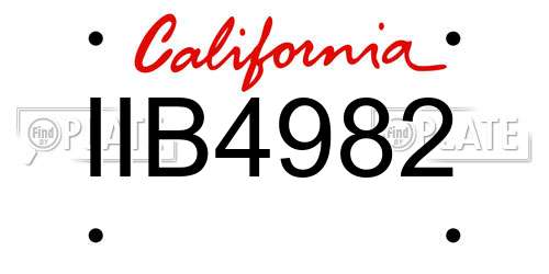 IIB4982 California License Plate