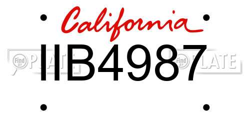 IIB4987 California License Plate