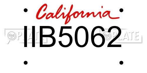 IIB5062 California License Plate