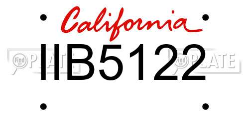 IIB5122 California License Plate