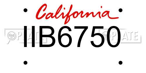 IIB6750 California License Plate