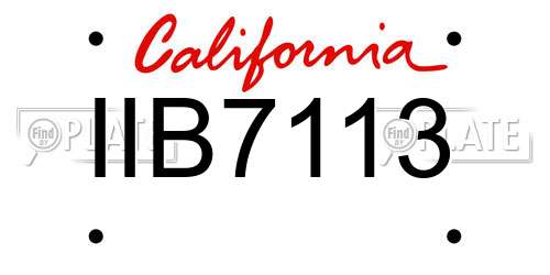 IIB7113 California License Plate
