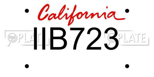 IIB723 California License Plate