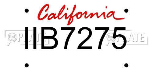 IIB7275 California License Plate
