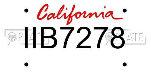 IIB7278 California License Plate