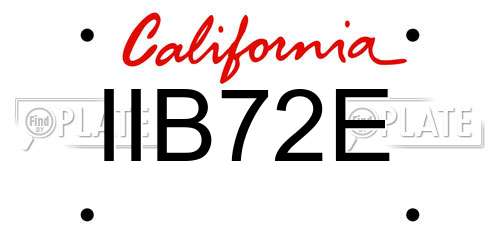 IIB72E California License Plate