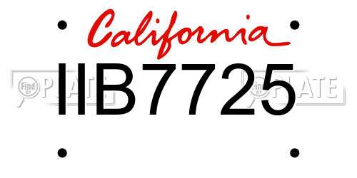 IIB7725 California License Plate