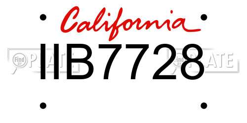 IIB7728 California License Plate