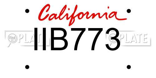 IIB773 California License Plate