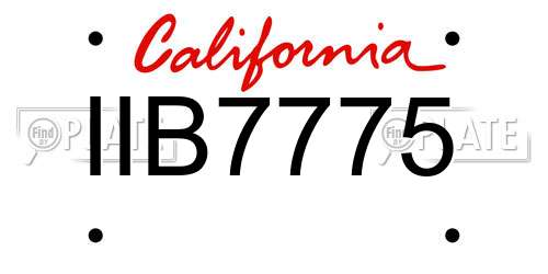 IIB7775 California License Plate
